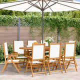 Reclining Garden Chairs 8 pcs Cream White Fabric and Solid Wood 3214540