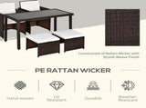 2 Seater Rattan Cube Garden Furniture Set, Rattan Dining Set with Cushions, Outdoor Dining Table and T3398P328390