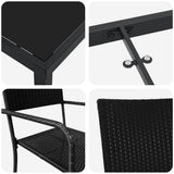 Garden Dining Set with Cushion 3 pcs Black Poly Rattan 3379905