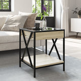 ZNTS Coffee Table with Infinity LED Sonoma Oak 40x40x49 cm 847693