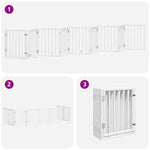 Dog Gate with Door Foldable 9 Panels White 450 cm Poplar Wood 3155535