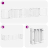 Dog Gate with Door Foldable 9 Panels White 450 cm Poplar Wood 3155535