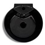 ZNTS Ceramic Stand Bathroom Sink Basin Faucet/Overflow Hole Black Round 141943