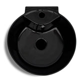 ZNTS Ceramic Stand Bathroom Sink Basin Faucet/Overflow Hole Black Round 141943