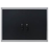 145365 Wall Mounted Tool Cabinet Industrial Style Metal Grey and Black