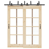 Sliding Door Hardware Kit 200 cm Steel Black 3295730