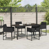 Garden Dining Set 5 pcs Black Poly Rattan 3380719