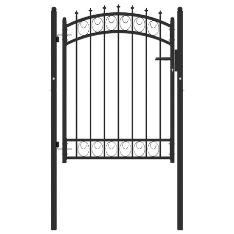 ZNTS Fence Gate with Spikes Steel 100x125 cm Black 146379