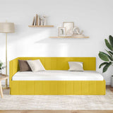 Corner Bed Frame with Headboard Yellow 90 cm x 200 cm Velvet 42016313