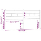 Replace Headboard Smoked Oak 193 cm Iron and Engineered Wood 4017090
