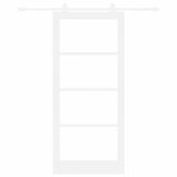 Sliding Door ORKDAL White 93 x 211 cm Solid Pine Wood and Glass 3332066