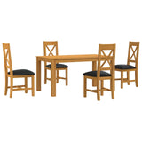 Dining Set 5 pcs Black Solid Oak Wood 3430364
