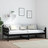Day Bed Black Solid Pine Wood Single Convertible 820361
