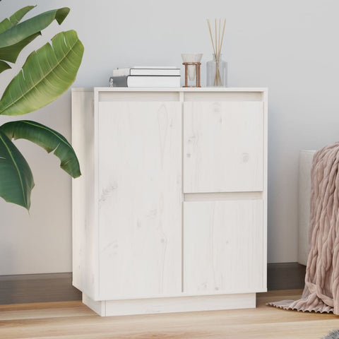 Sideboard White 60x34x75 cm Solid Wood Pine 813391