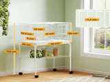 Bird Cage with Divider, 4 Wooden Perches, Slide Out Tray, 4 Feeders, for Budgie, Lovebird, Canary, T3398P376233