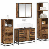 Bathroom Furniture Set with Door 4 pcs Old wood Engineered wood 3402566