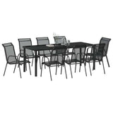Garden Dining Set 9 pcs Black Powder-Coated Steel 3379141