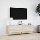 TV Wall Cabinet with LED Lights Sonoma Oak 140x31x38 cm 852371
