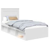 Bed Frame with Headboard White 100 x 200 cm Solid Pine Wood 3409791