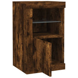 Side Cabinets with LED Lights 2 pcs Smoked Oak Engineered Wood 836639