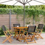 ZNTS 5 Piece Garden Dining Set Black Poly Rattan and Solid Wood 3281694