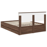 Bed Frame with Drawer Brown Oak 150 x 200 cm Engineer Wood 3407976