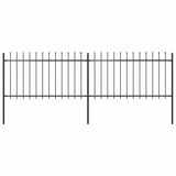 Garden Fence with Spear Top Steel 359x100 cm Black 277612