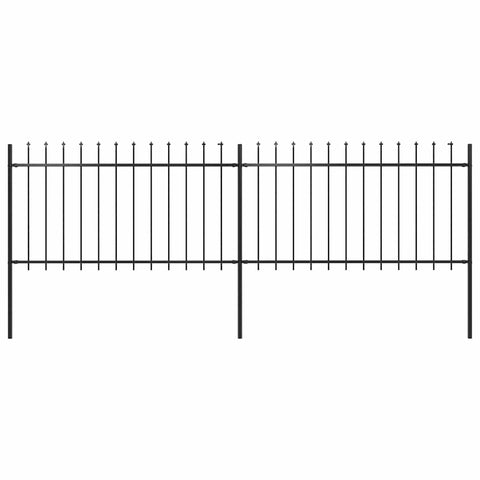 Garden Fence with Spear Top Steel 359x100 cm Black 277612
