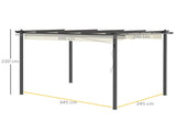 4 x 3 Aluminium Pergola with Retractable Roof, Garden Gazebo Canopy Shelter for Outdoor, Patio, T3398P323862