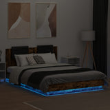 Bed Frame with LED without Mattress Smoked Oak 140x200 cm 3210014