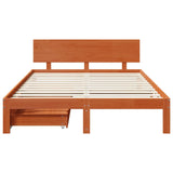 Bed Frame with Headboard 3 pcs Wax Brown Solid Pine Wood 3422739