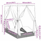 Double Sun Lounger with Roof Light grey 205 x 129 x 200 cm 3376132