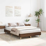 Bed Frame No Mattress Brown Oak 135x190 cm Double Engineered Wood 861072