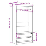 Wardrobe Old Wood 100x50x200 cm Engineered Wood 3318626