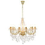 Chandelier with Beads Golden 12 x E14 Bulbs 281611
