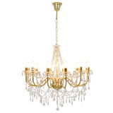 Chandelier with Beads Golden 12 x E14 Bulbs 281611