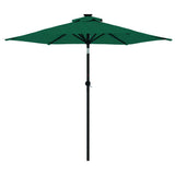 Garden Parasol with LEDs and Steel Pole Green 225x225x212cm 4005067
