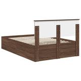 Bed Frame with Headboard Brown Oak 135 x 190 cm Engineered Wood 3408682