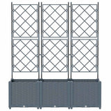 Garden Planter 3 pcs LiGht Grey 120 x 40 x 143 cm Plastic 42002886