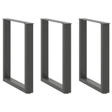 Dining Table Legs U-Shaped 3 pcs Anthracite 70x cm Steel 4013202