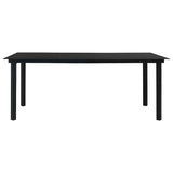 Dining Set Black Glass, Powder-Coated Steel, PVC Hollow Rattan 3060265