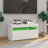 TV Cabinet with LED Lights High Gloss White 75x35x40 cm 804403