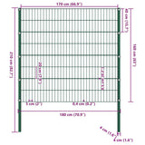 Fence Panel with Posts Iron 176.5x160 cm Green 144935