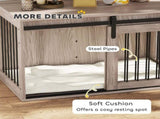 98cm Dog Crate Furniture with Removable Cushion for Large Dogs - Brown T3398P376381
