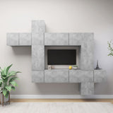 10 Piece TV Cabinet Set Concrete Grey Engineered Wood 3079157