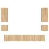 6 Piece TV Wall Cabinets with LED Lights Sonoma Oak 3216890