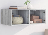 Wall Cabinet with Glass Doors Grey Sonoma 68.5x37x35 cm 836507