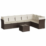 8 Piece Garden Sofa Set with Cushions Brown Poly Rattan 3217753