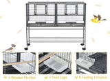 Large Bird Cage Parrot Cage with Divider, Slide Tray for Finch Canaries Parakeets Cockatiels, 95 x T3398P349805