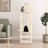 Cat Tree with Sisal Scratching Posts Cream 154 cm 171771